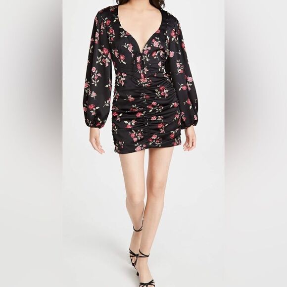 For Love and Lemons Mini Black Dress Wyatt Floral Size S - Picture 5 of 9